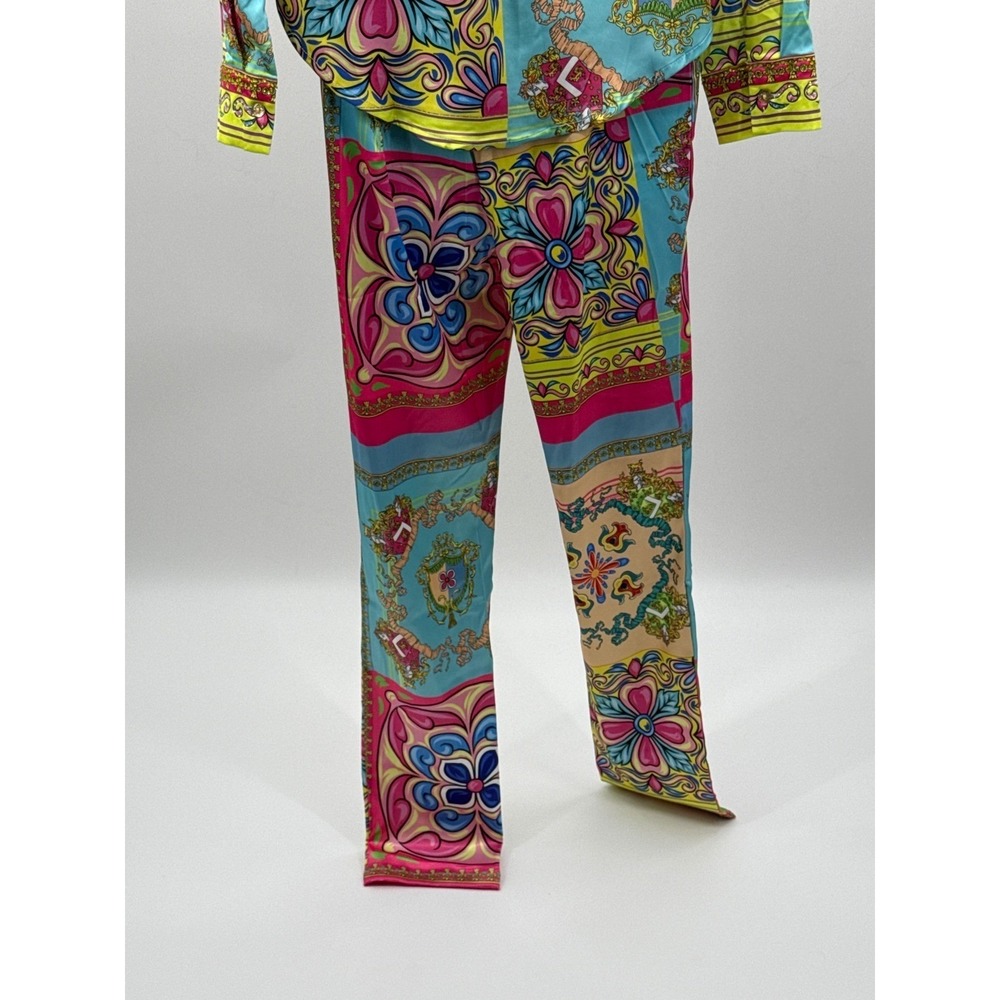 BanJul Women Multi-Color Baroque Floral Print 2-Piece Satin Lounge Set Size S - Picture 7 of 16